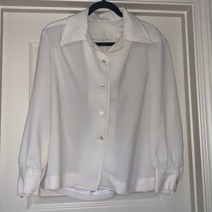 Vintage white 60s/70s no label blouse top L.